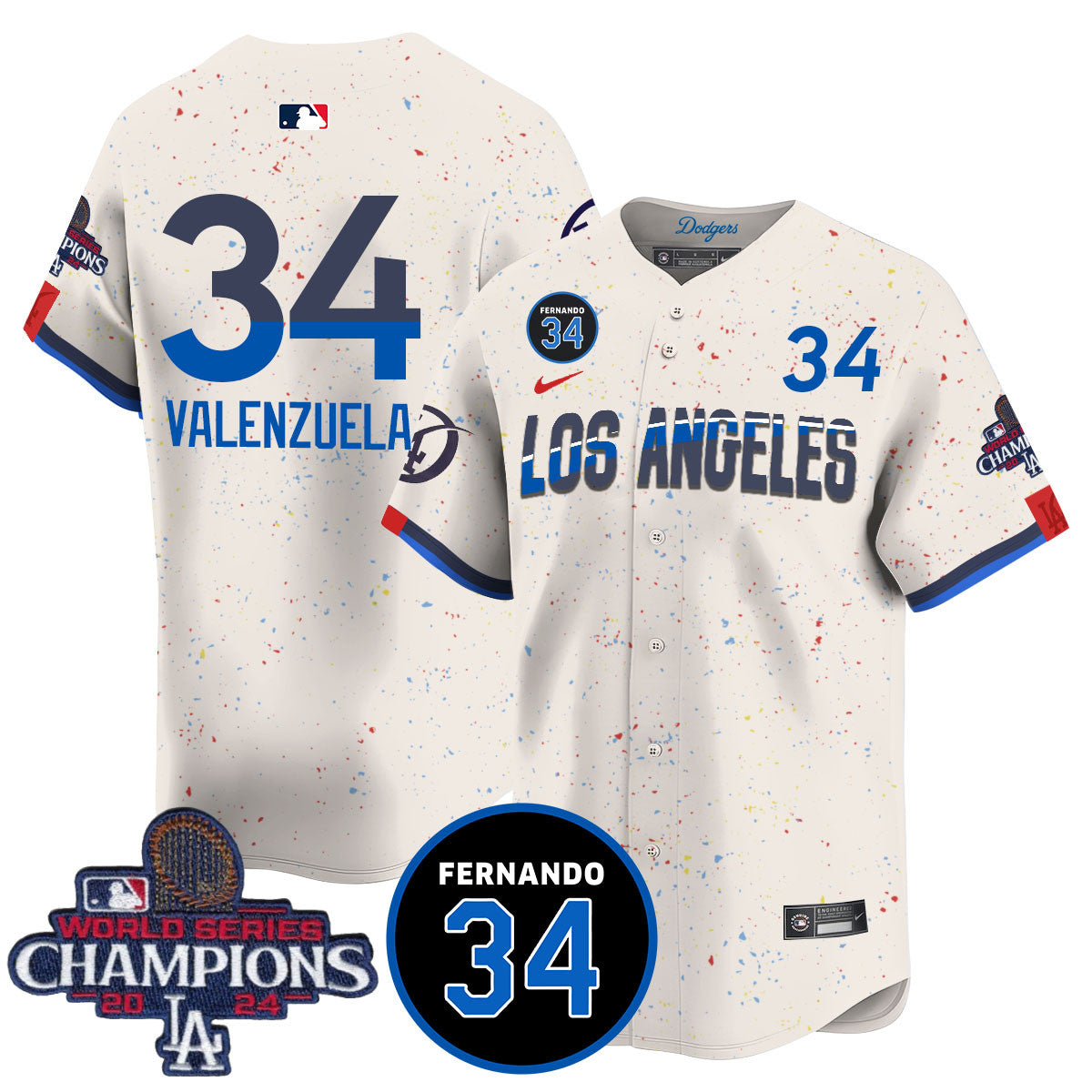 LA Dodgers - World Series Champions 2024/Fernando Valenzuela Memorial Jersey - All Stitched N08