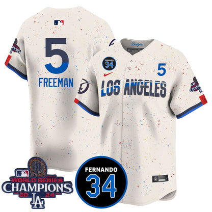 LA Dodgers - World Series Champions 2024/Fernando Valenzuela Memorial Jersey - All Stitched N08