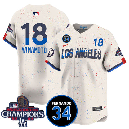 LA Dodgers - World Series Champions 2024/Fernando Valenzuela Memorial Jersey - All Stitched N1