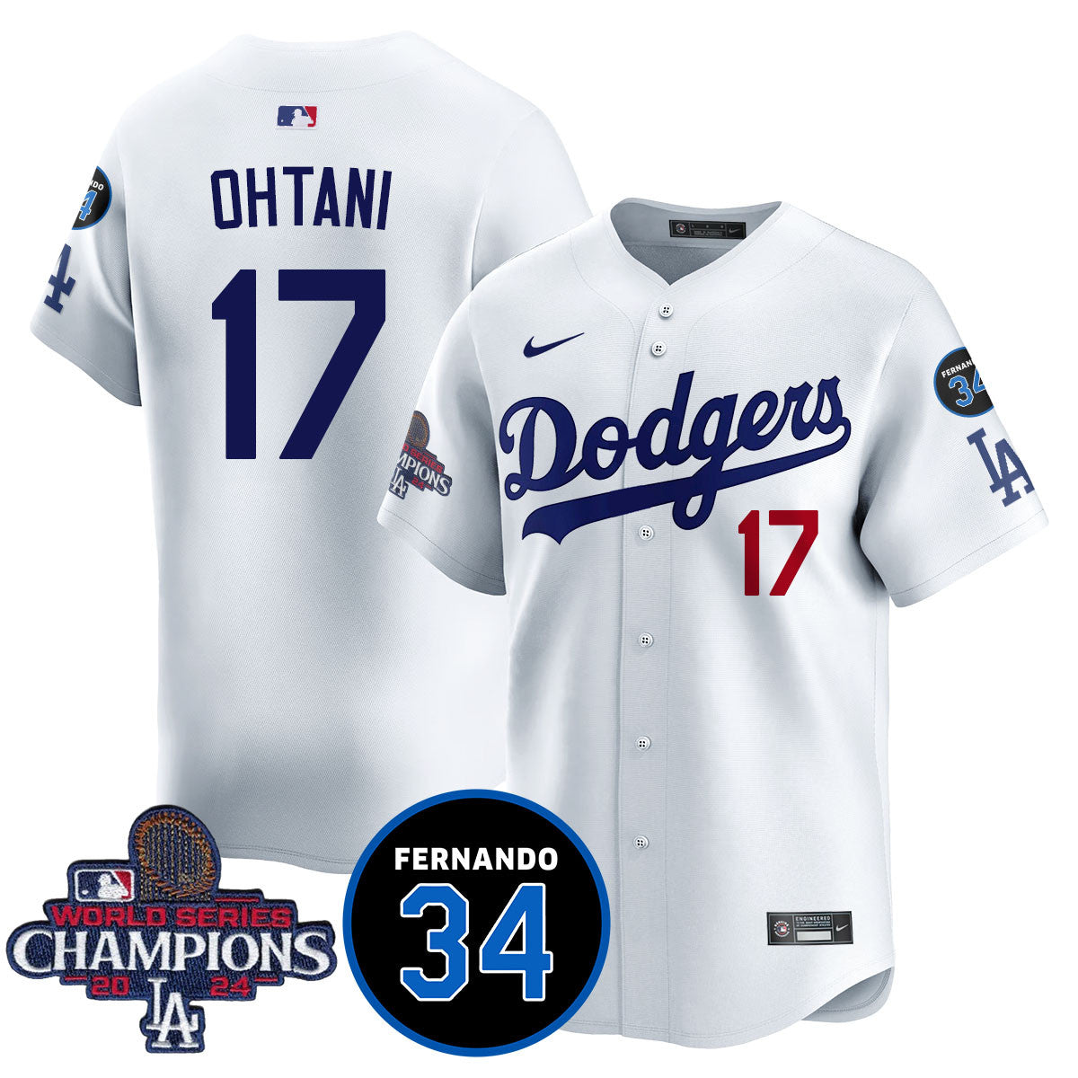 LA Dodgers - World Series Champions 2024/Fernando Valenzuela Memorial Jersey - All Stitched N1