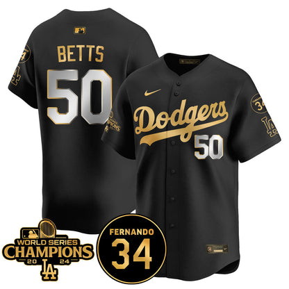 LA Dodgers - World Series Champions 2024/Fernando Valenzuela Memorial Jersey - All Stitched N08