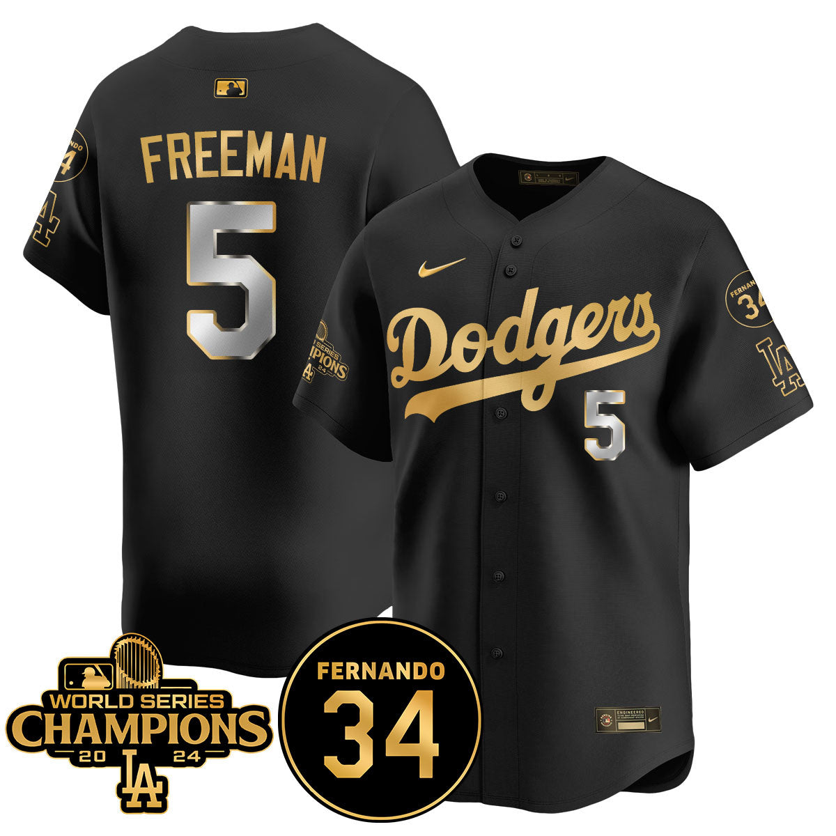 LA Dodgers - World Series Champions 2024/Fernando Valenzuela Memorial Jersey - All Stitched N1