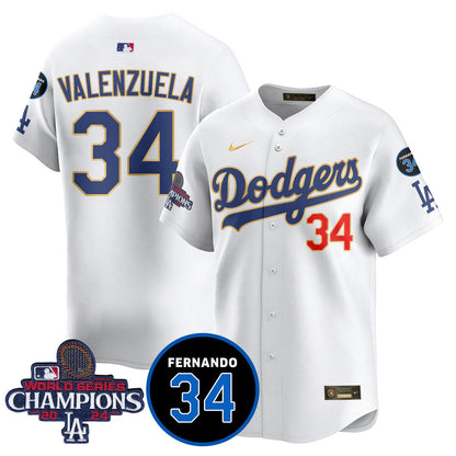 LA Dodgers - World Series Champions 2024/Fernando Valenzuela Memorial Jersey - All Stitched N1