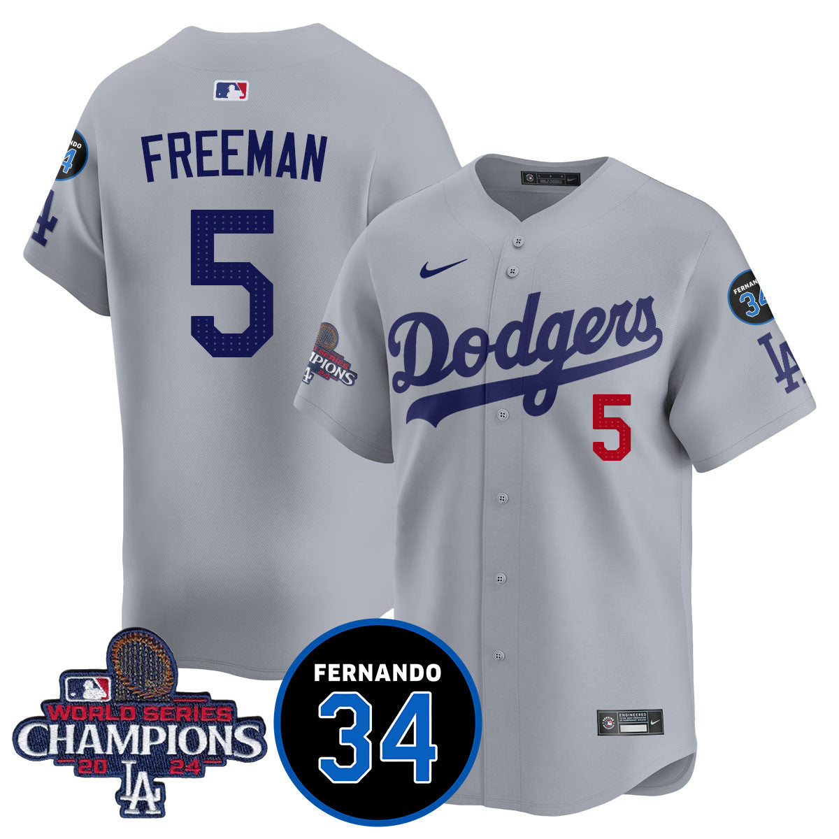 LA Dodgers - World Series Champions 2024/Fernando Valenzuela Memorial Jersey - All Stitched N08