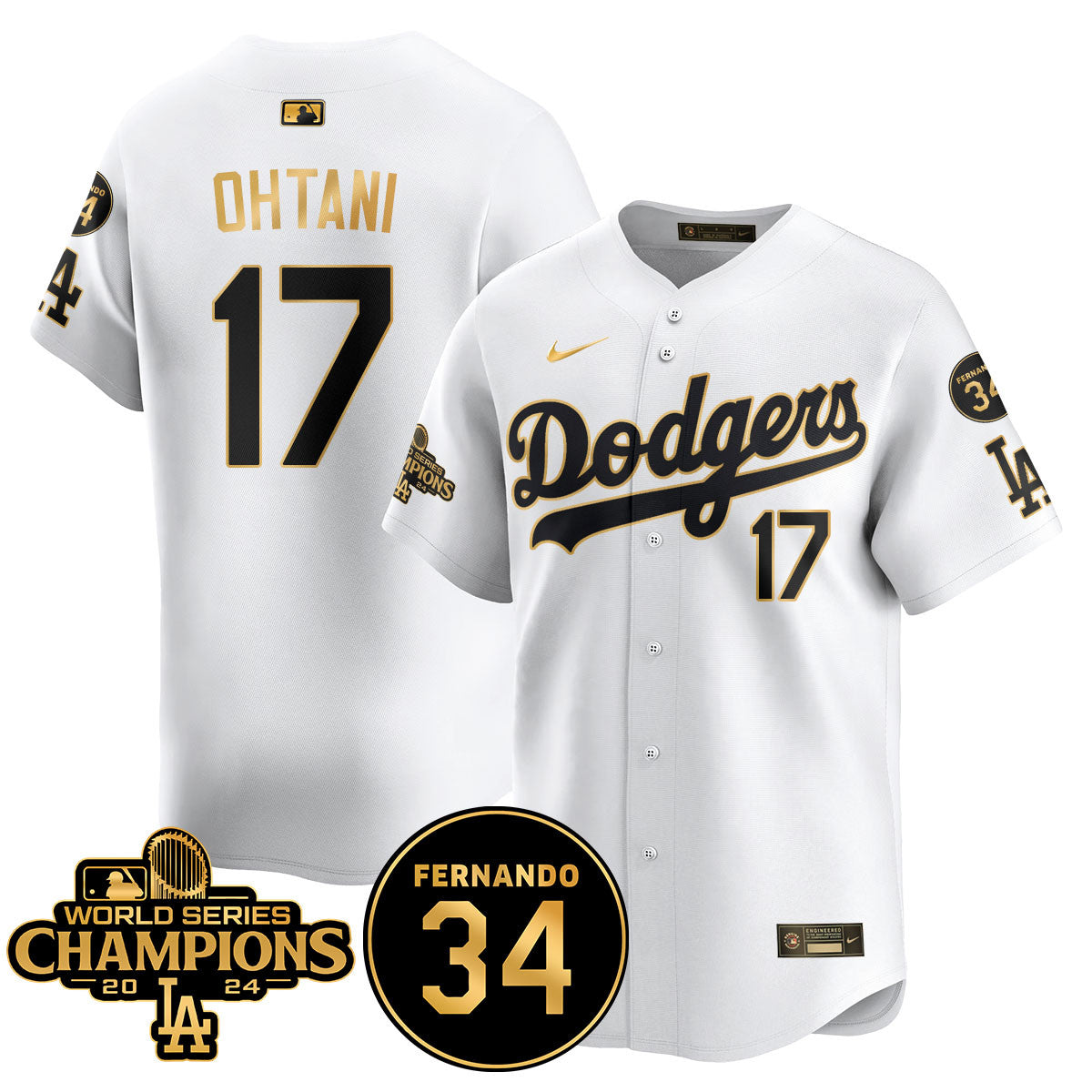 LA Dodgers - World Series Champions 2024/Fernando Valenzuela Memorial Jersey - All Stitched N08