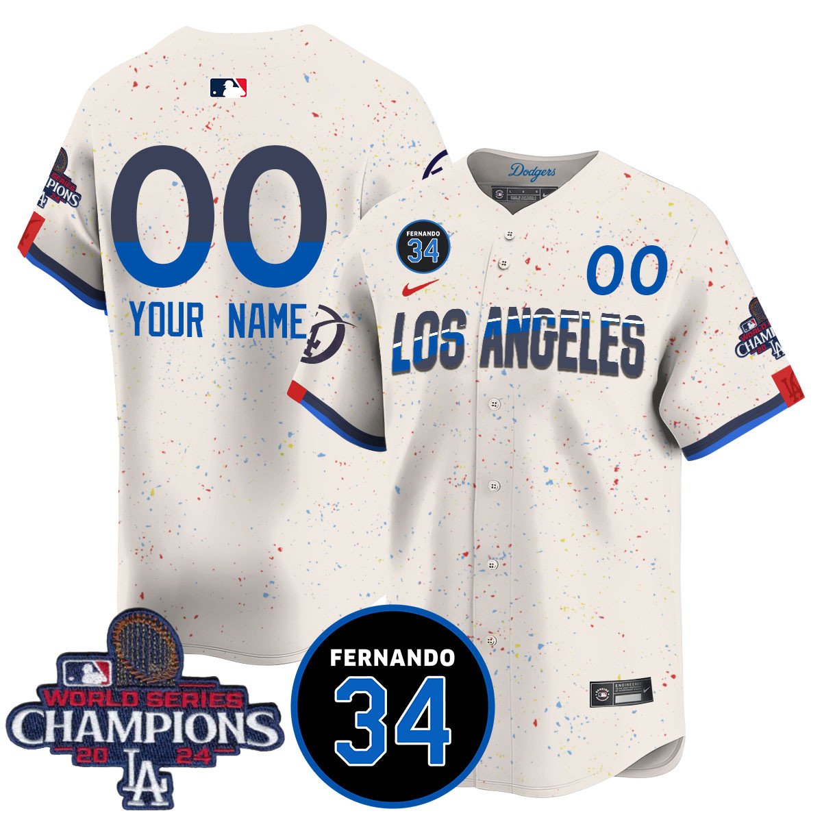 Custom Name/Gender LA Dodgers - World Series Champions 2024/Fernando Valenzuela Memorial Jersey - All Stitched N1