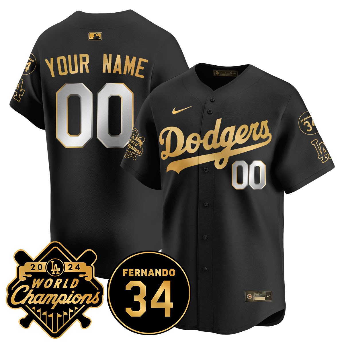 Custom Name/Gender LA Dodgers - World Series Champions 2024/Fernando Valenzuela Memorial Jersey - All Stitched