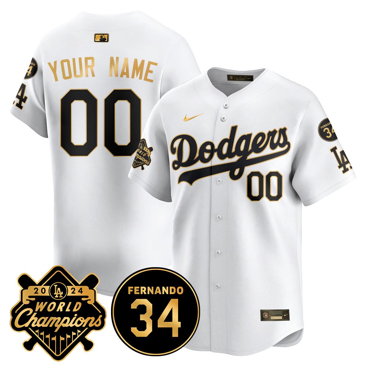 Custom Name/Gender LA Dodgers - World Series Champions 2024/Fernando Valenzuela Memorial Jersey - All Stitched