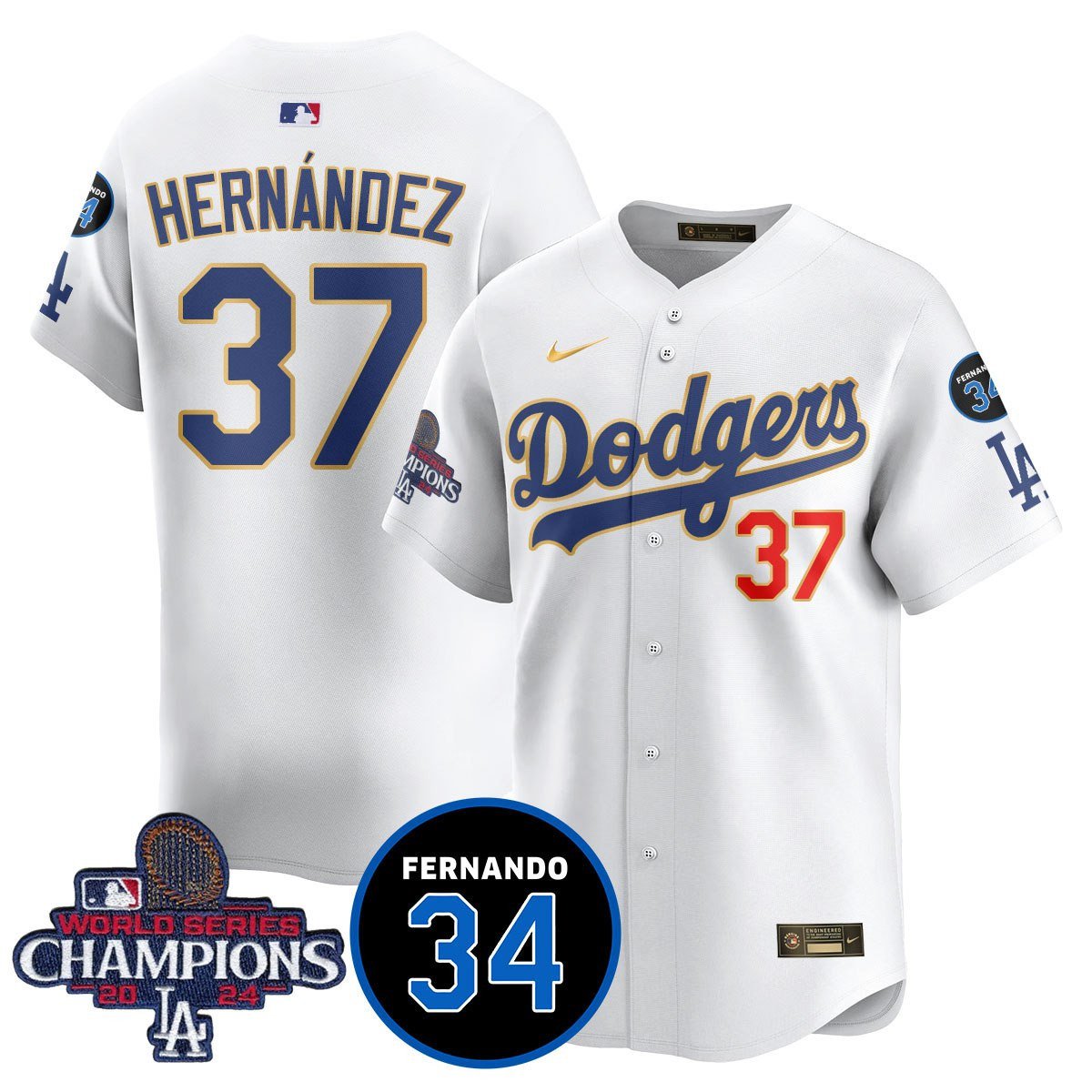 LA Dodgers - World Series Champions 2024/Fernando Valenzuela Memorial Jersey - All Stitched N08