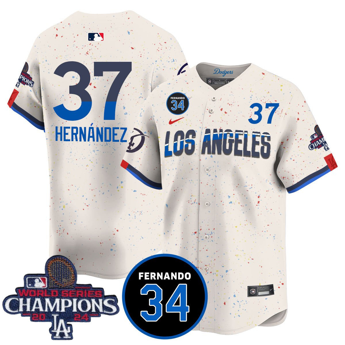 LA Dodgers - World Series Champions 2024/Fernando Valenzuela Memorial Jersey - All Stitched N08