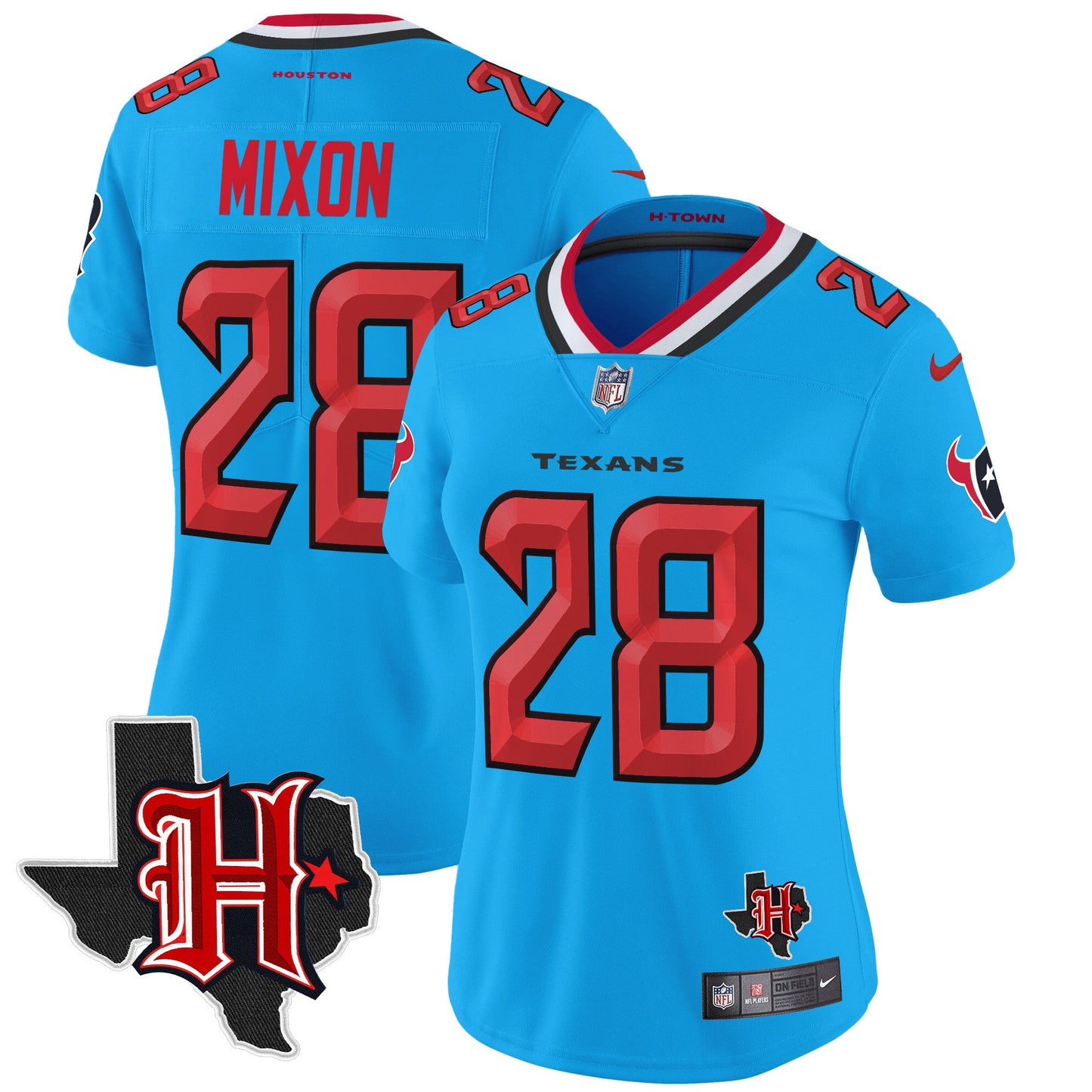 Women's Houston Texans 2024 Texas Patch Vapor Limited Jersey V5 - All Stitched