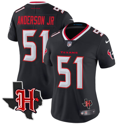 Women's Houston Texans 2024 Texas Patch Vapor Limited Jersey V5 - All Stitched