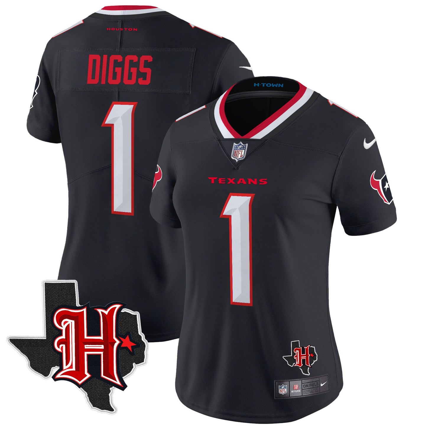 Women's Houston Texans 2024 Texas Patch Vapor Limited Jersey V5 - All Stitched
