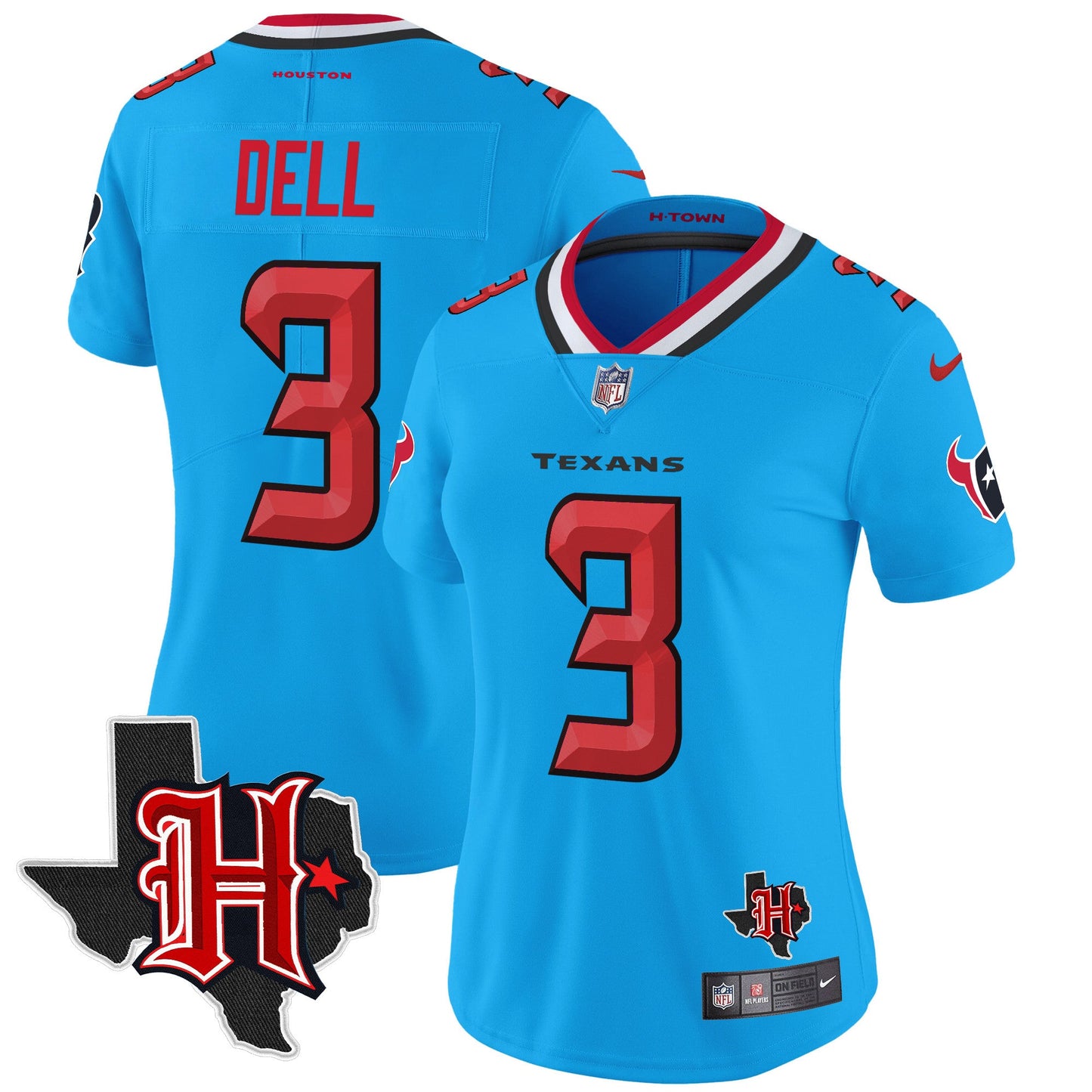 Women's Houston Texans 2024 Texas Patch Vapor Limited Jersey V5 - All Stitched