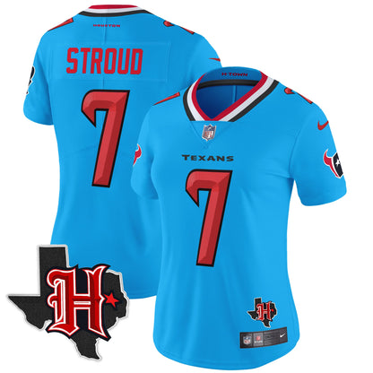 Women's Houston Texans 2024 Texas Patch Vapor Limited Jersey V5 - All Stitched