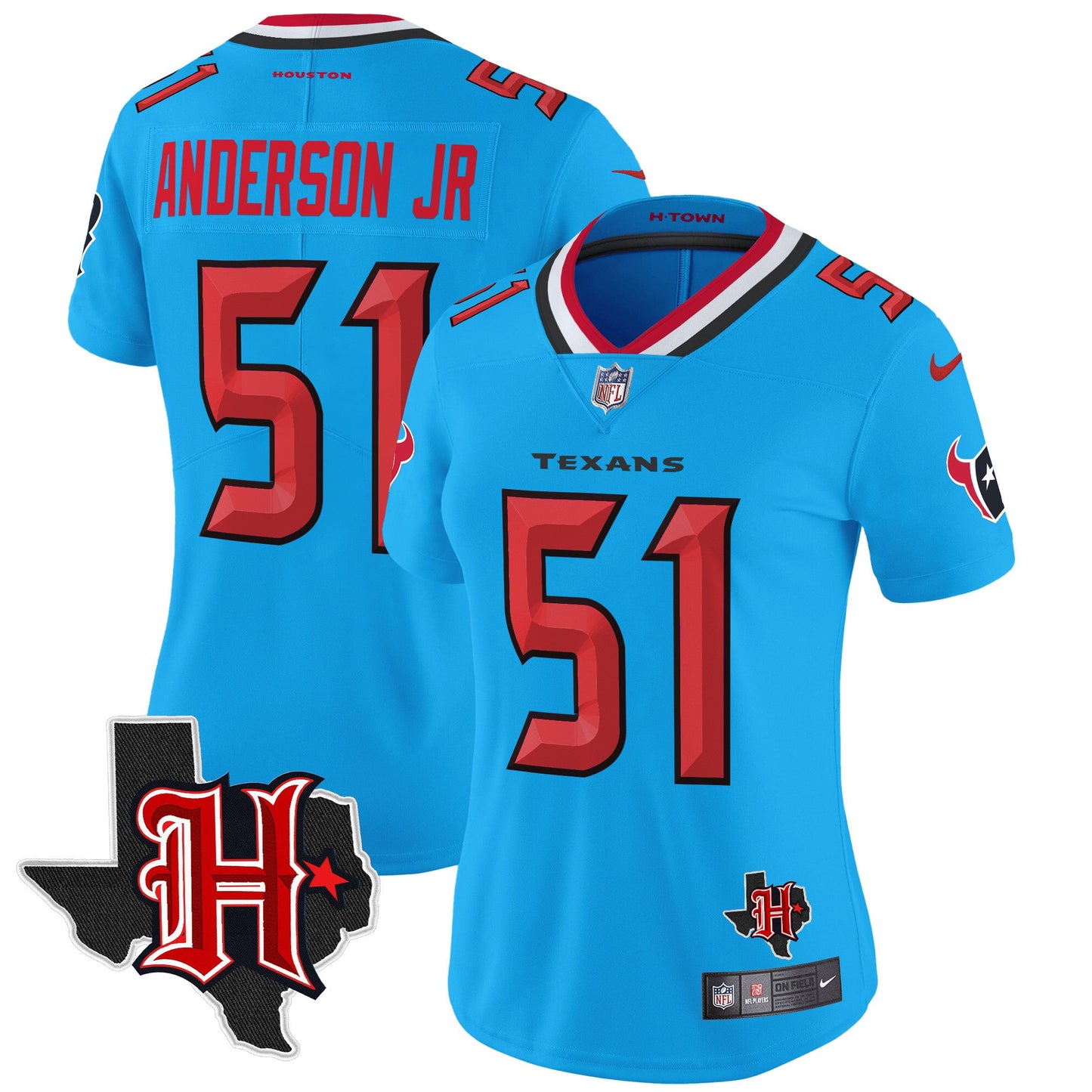 Women's Houston Texans 2024 Texas Patch Vapor Limited Jersey V5 - All Stitched