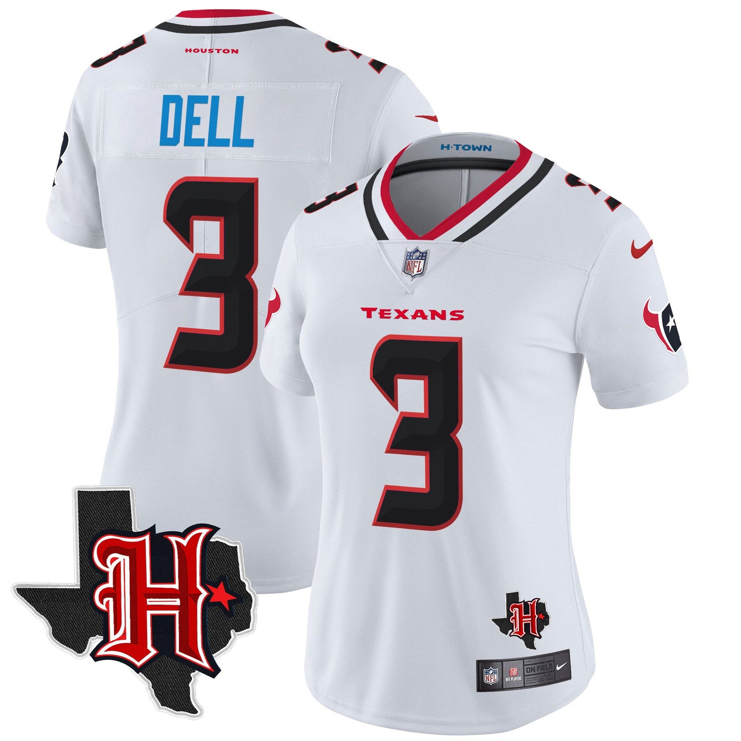 Women's Houston Texans 2024 Texas Patch Vapor Limited Jersey V5 - All Stitched