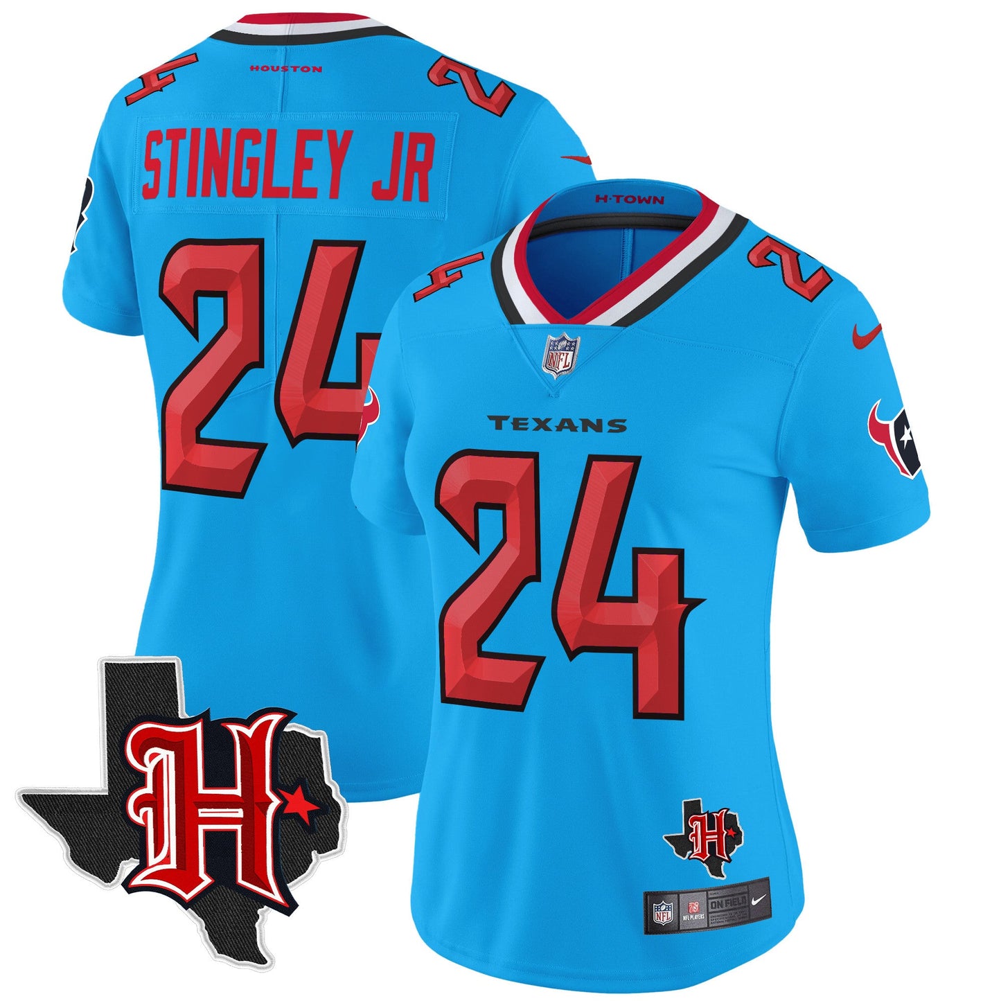 Women's Houston Texans 2024 Texas Patch Vapor Limited Jersey V5 - All Stitched