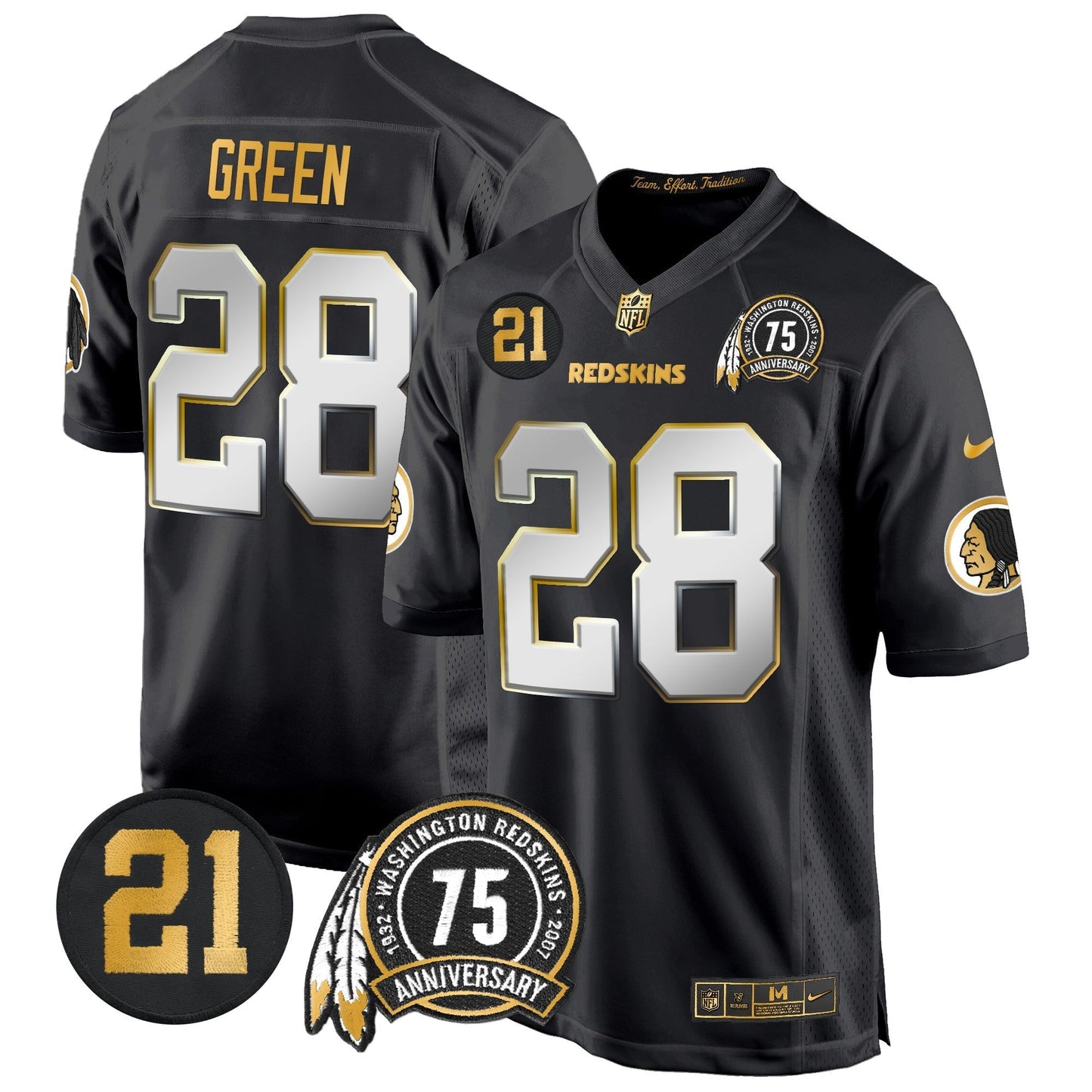 WR 75th & Sean Taylor Patch Gold Game Jersey - All Stitched