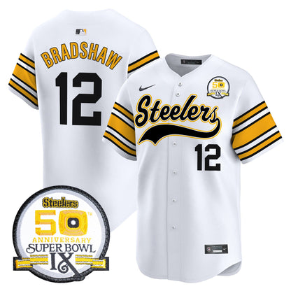 Steelers 50th Anniversary Of Super Bowl IX Patch Vapor Premier Baseball Jersey - All Stitched
