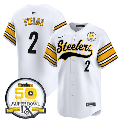 Steelers 50th Anniversary Of Super Bowl IX Patch Vapor Premier Baseball Jersey - All Stitched