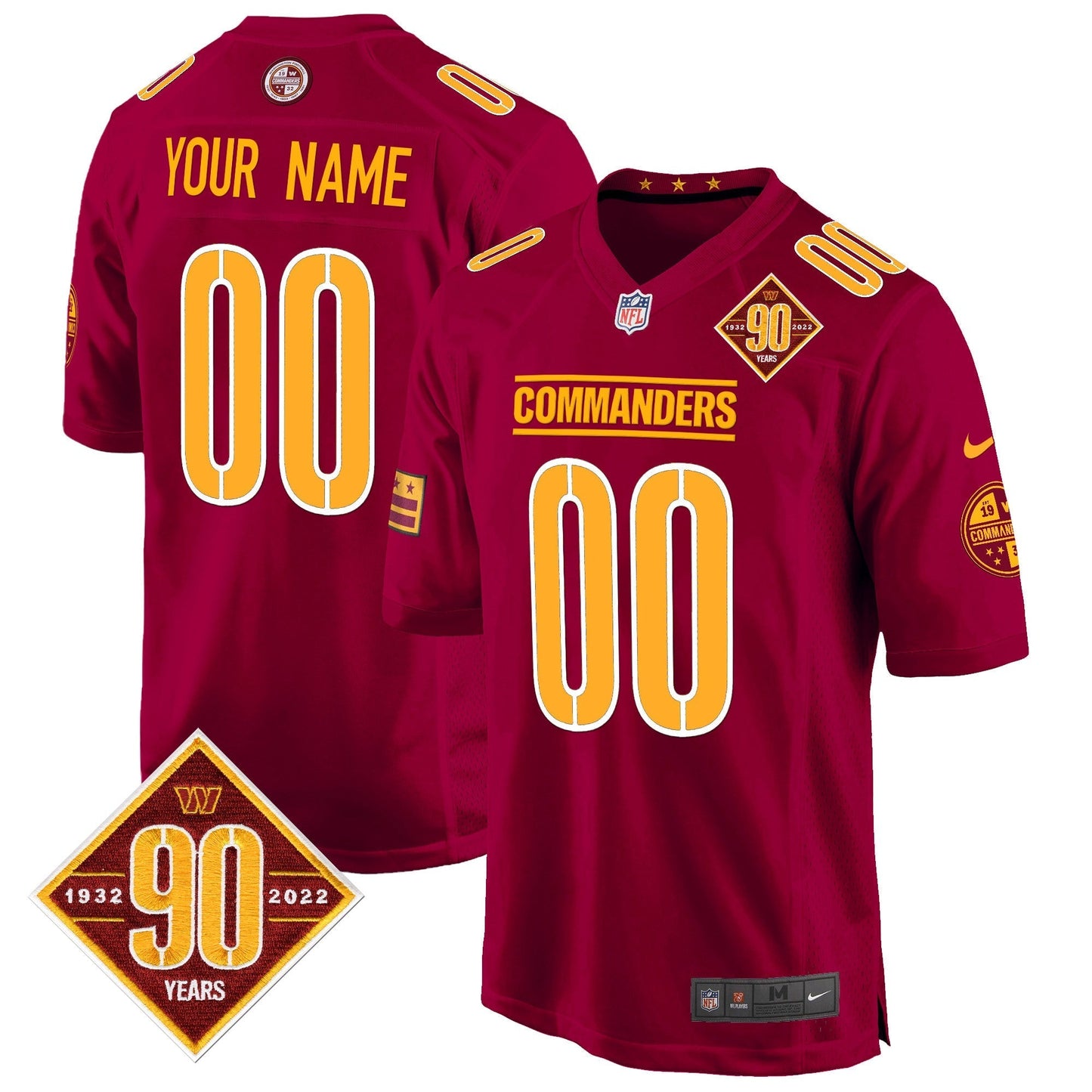 WAS 90th Anniversary Patch Game Custom Jersey - All Stitched