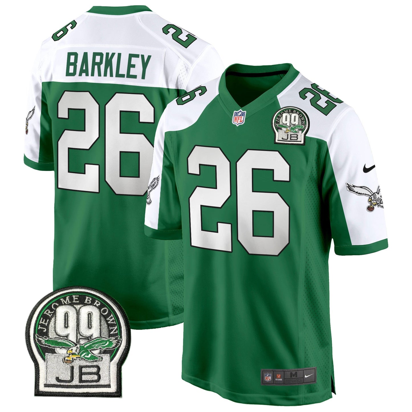 Eagles Jerome Brown Patch Kelly Green Alternate Game Jersey - All Stitched