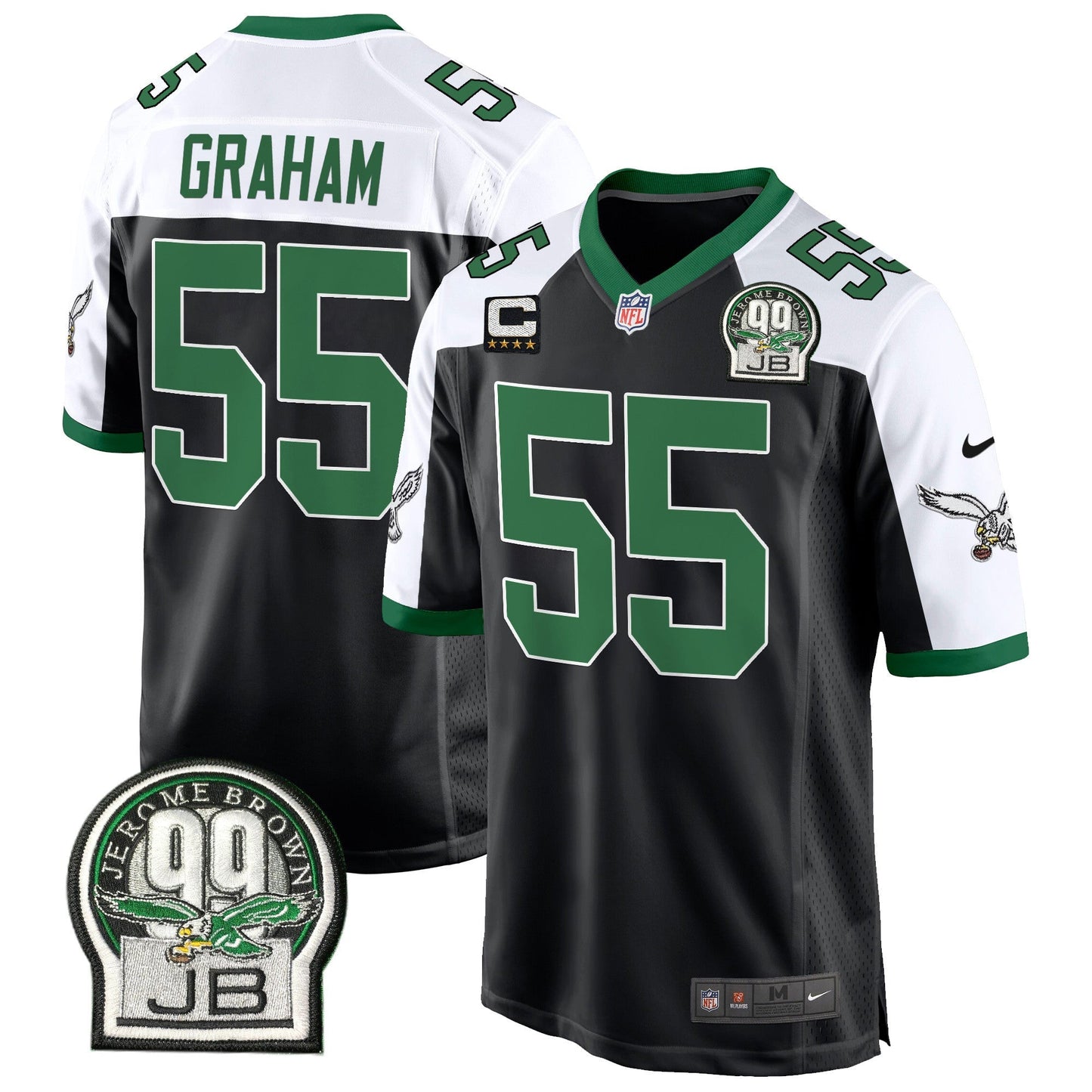 Eagles Jerome Brown Patch Kelly Green Alternate Game Jersey - All Stitched