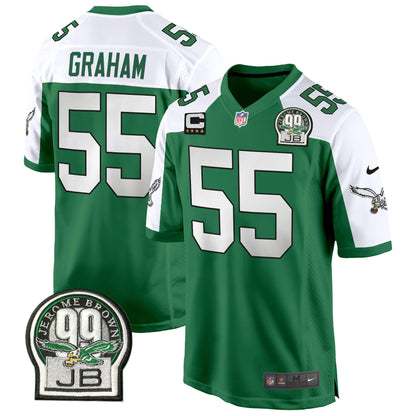 Eagles Jerome Brown Patch Kelly Green Alternate Game Jersey - All Stitched