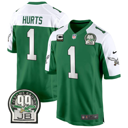 Eagles Jerome Brown Patch Kelly Green Alternate Game Jersey - All Stitched