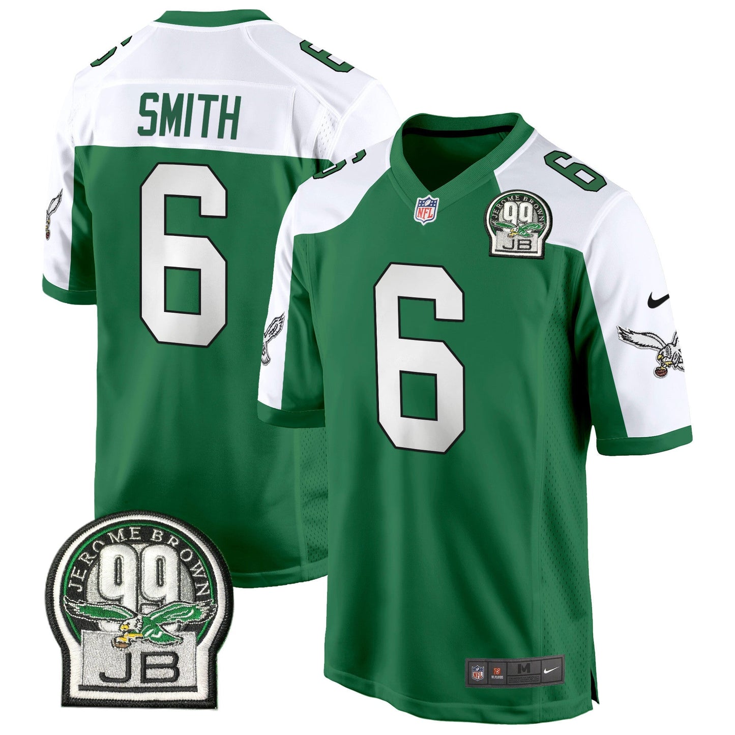 Eagles Jerome Brown Patch Kelly Green Alternate Game Jersey - All Stitched