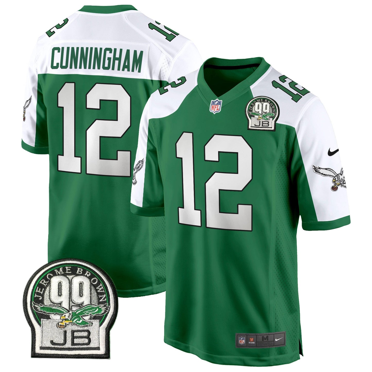 Eagles Jerome Brown Patch Kelly Green Alternate Game Jersey - All Stitched