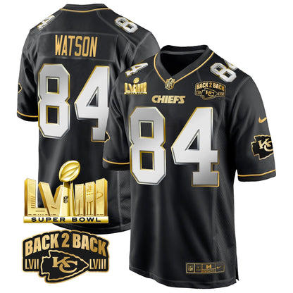 Chiefs Super Bowl LVIII & Back 2 Back Gold Game Jersey - All Stitched