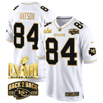 Chiefs Super Bowl LVIII & Back 2 Back Gold Game Jersey - All Stitched