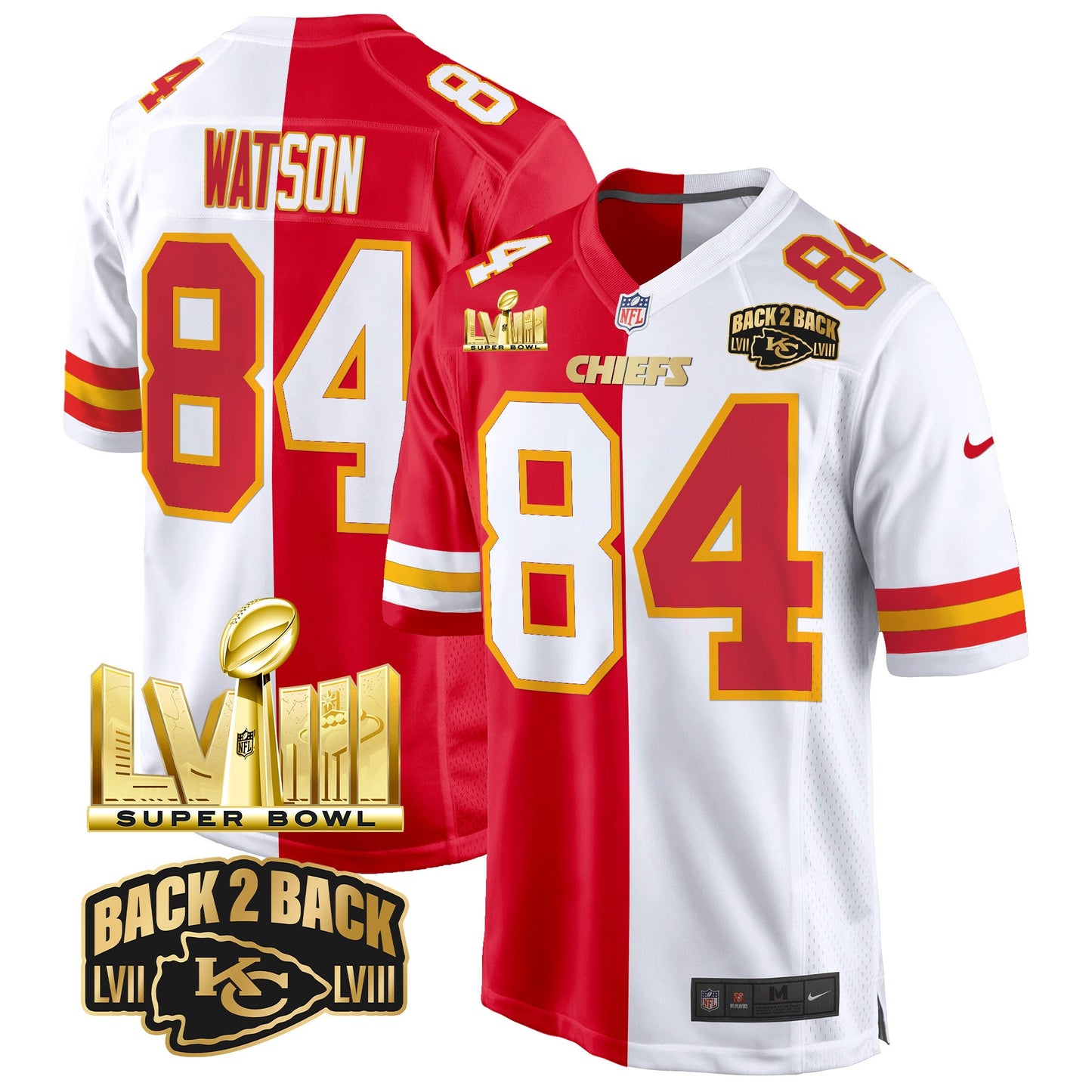 Chiefs Super Bowl LVIII & Back 2 Back Gold Game Jersey - All Stitched
