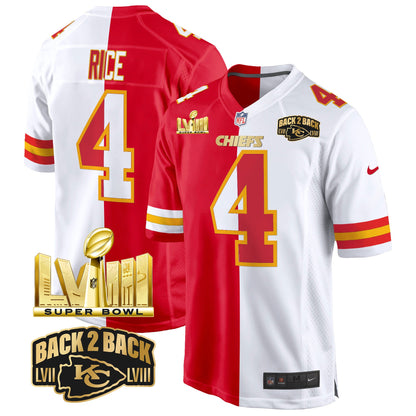 Chiefs Super Bowl LVIII & Back 2 Back Gold Game Jersey - All Stitched