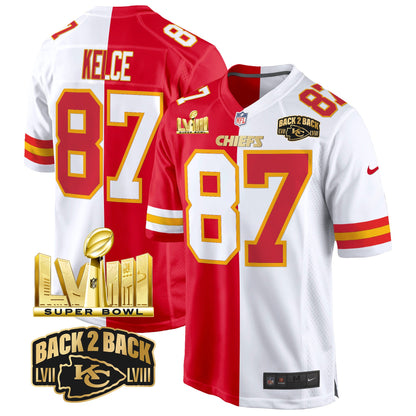 Chiefs Super Bowl LVIII & Back 2 Back Gold Game Jersey - All Stitched