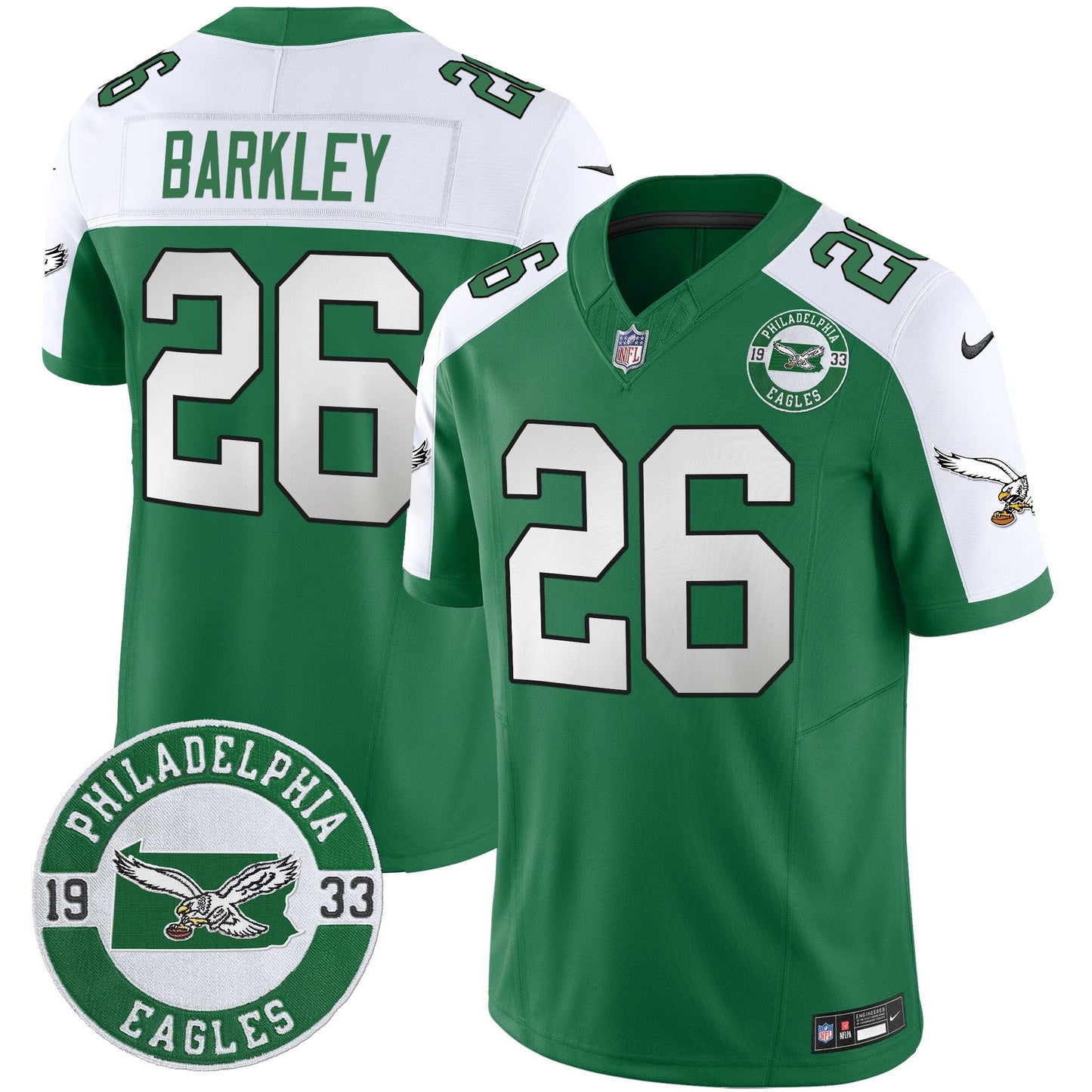 Philadelphia Eagles 2024 Throwback Vapor Limited Jersey - Est. 1933 Patch - All Stitched
