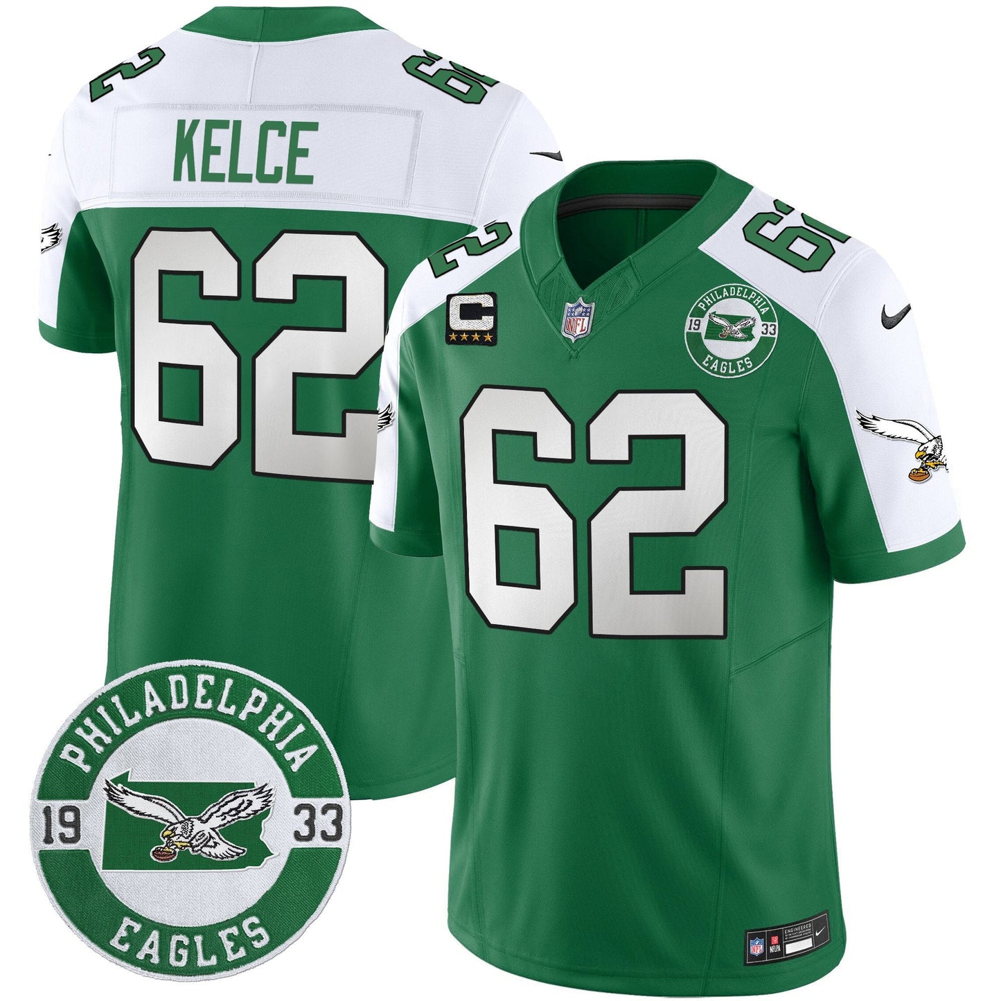 Philadelphia Eagles 2024 Throwback Vapor Limited Jersey - Est. 1933 Patch - All Stitched
