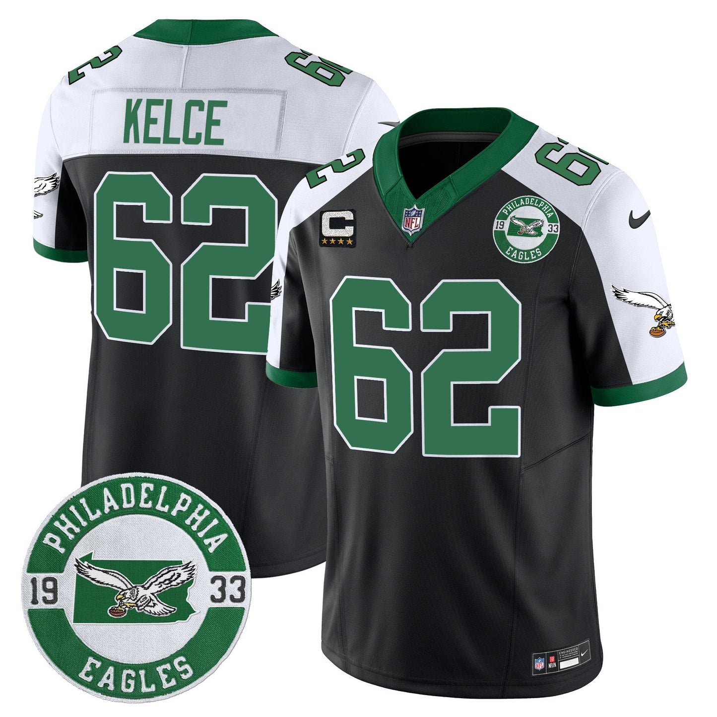 Philadelphia Eagles 2024 Throwback Vapor Limited Jersey - Est. 1933 Patch - All Stitched