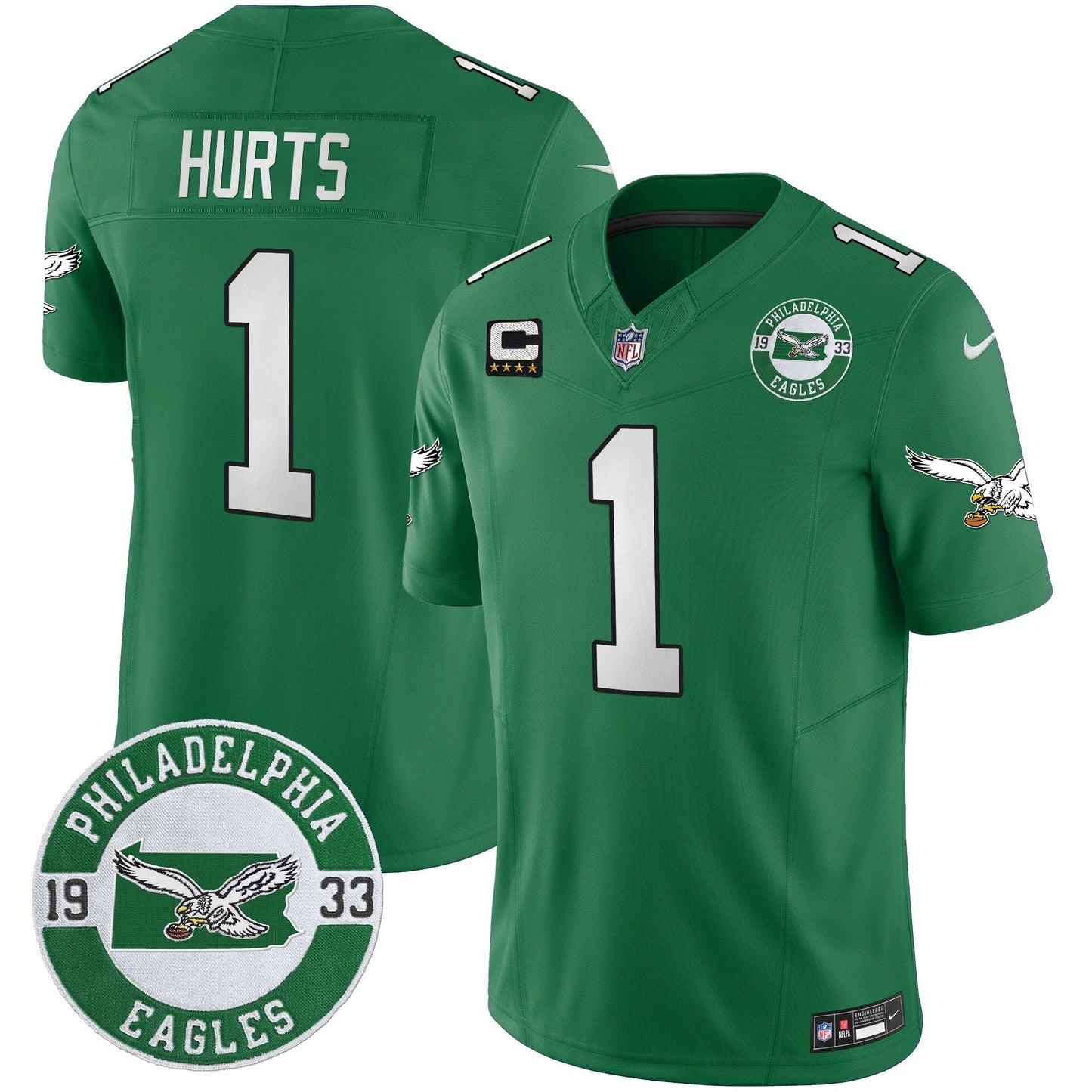 Philadelphia Eagles 2024 Throwback Vapor Limited Jersey - Est. 1933 Patch - All Stitched