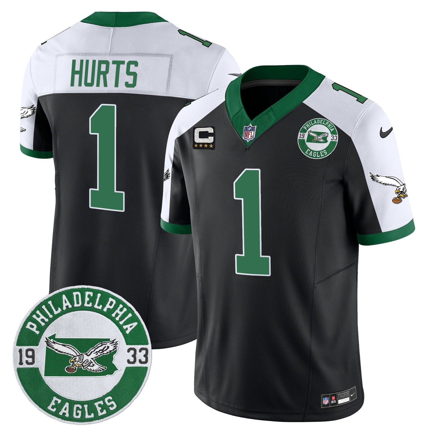 Philadelphia Eagles 2024 Throwback Vapor Limited Jersey - Est. 1933 Patch - All Stitched