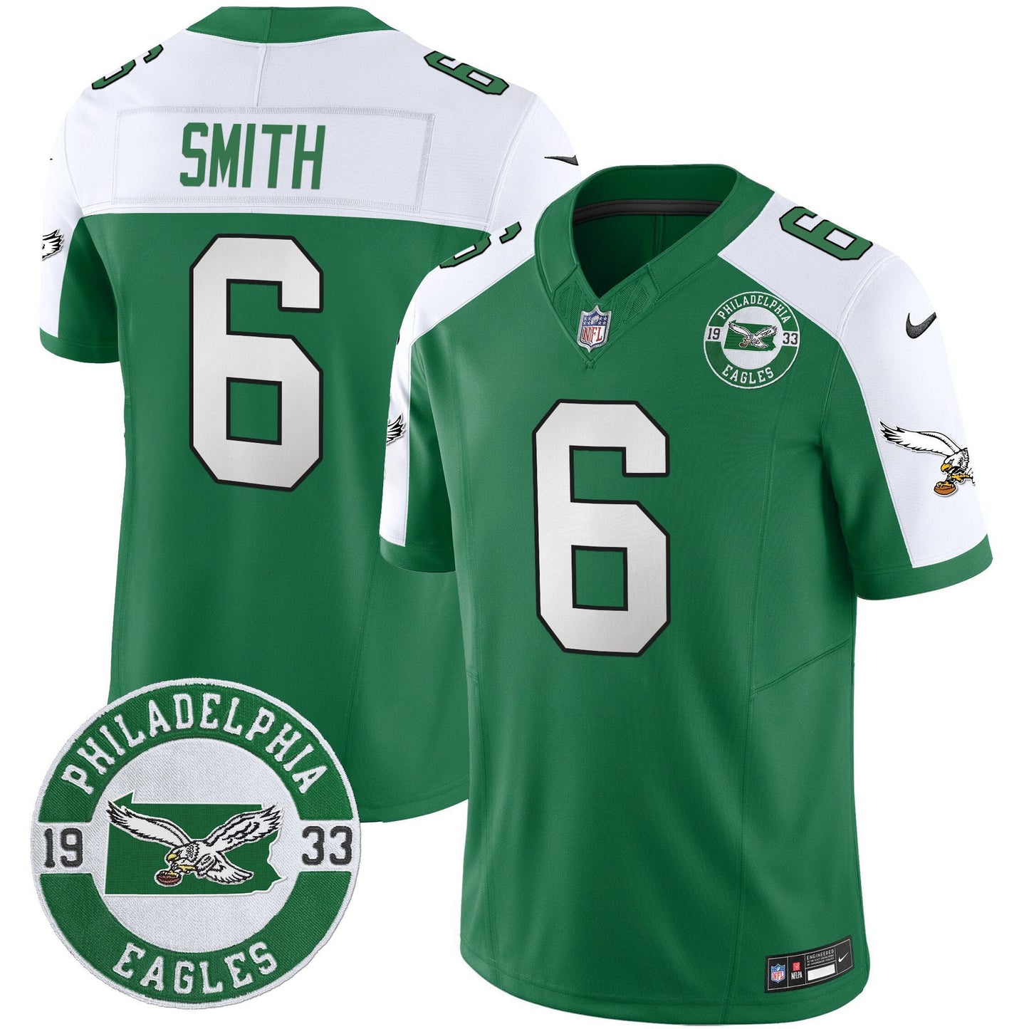 Philadelphia Eagles 2024 Throwback Vapor Limited Jersey - Est. 1933 Patch - All Stitched