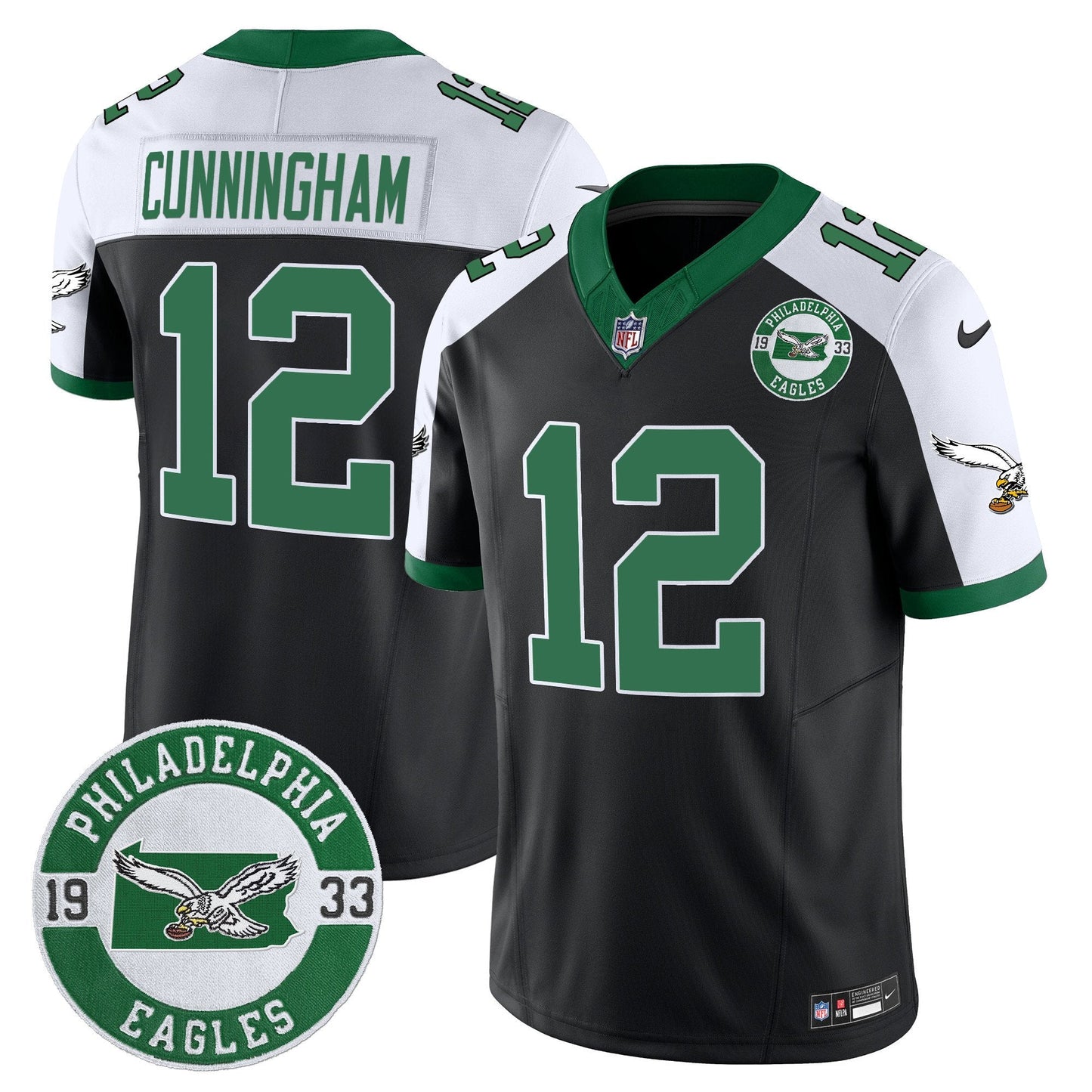 Philadelphia Eagles 2024 Throwback Vapor Limited Jersey - Est. 1933 Patch - All Stitched