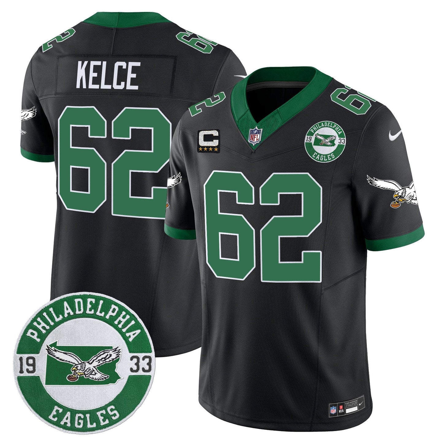 Philadelphia Eagles 2024 Throwback Vapor Limited Jersey - Est. 1933 Patch - All Stitched