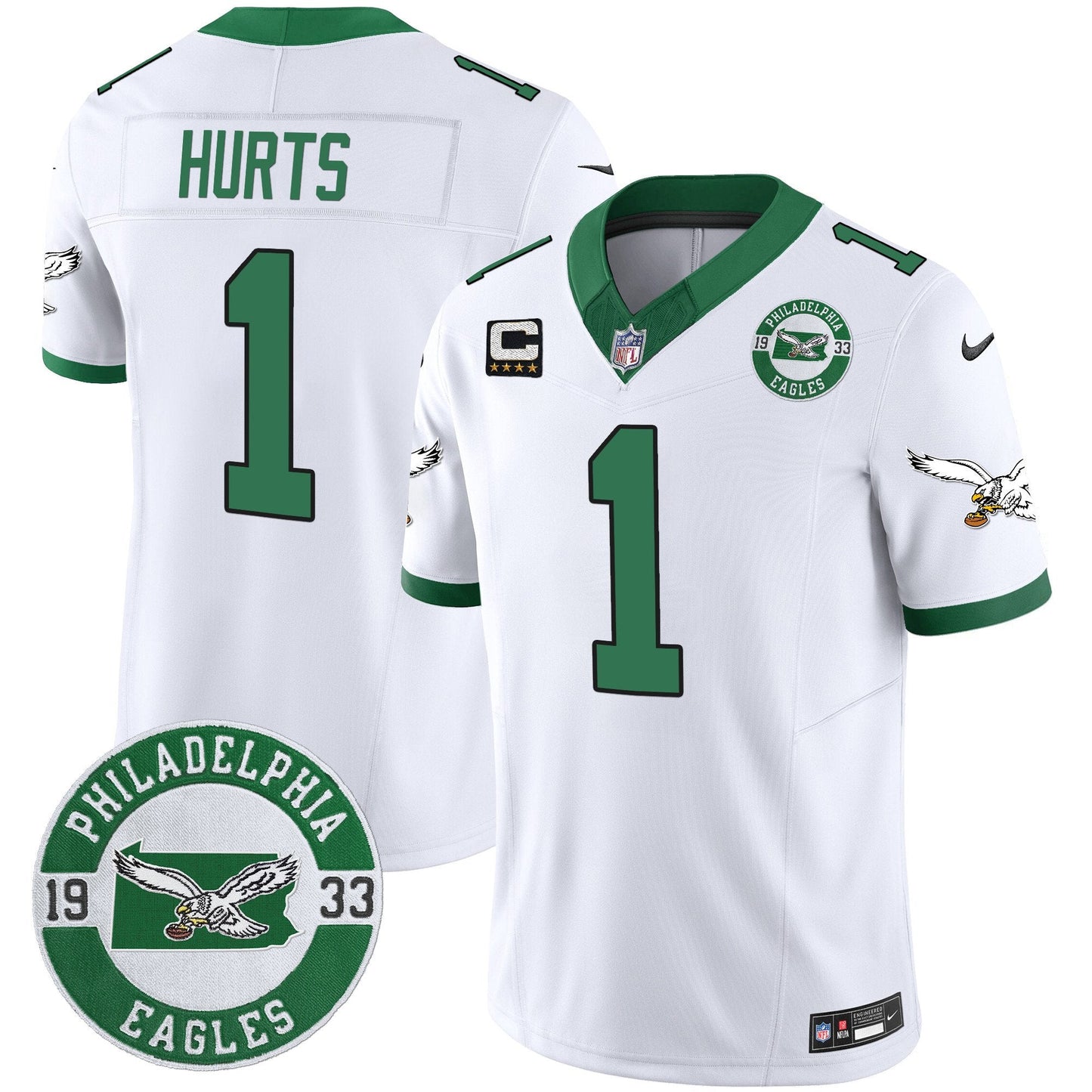 Philadelphia Eagles 2024 Throwback Vapor Limited Jersey - Est. 1933 Patch - All Stitched