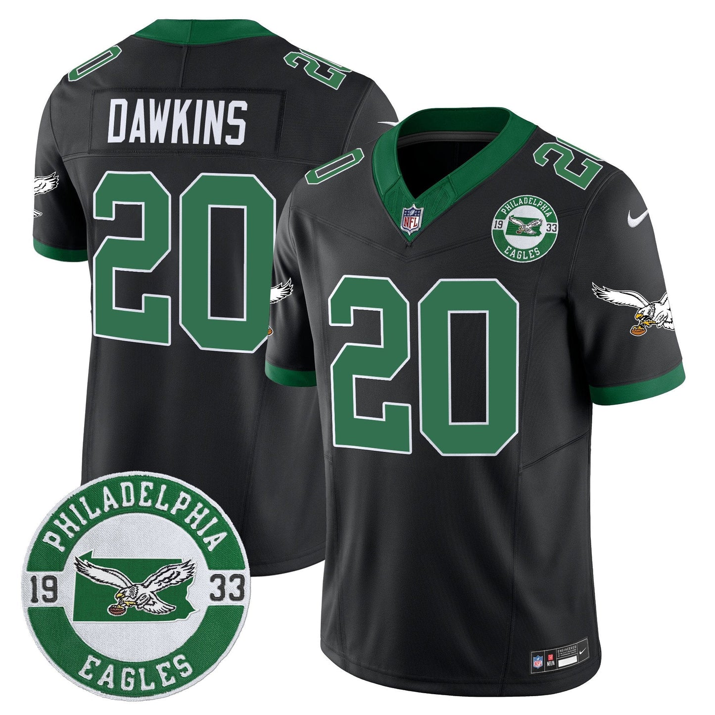 Philadelphia Eagles 2024 Throwback Vapor Limited Jersey - Est. 1933 Patch - All Stitched