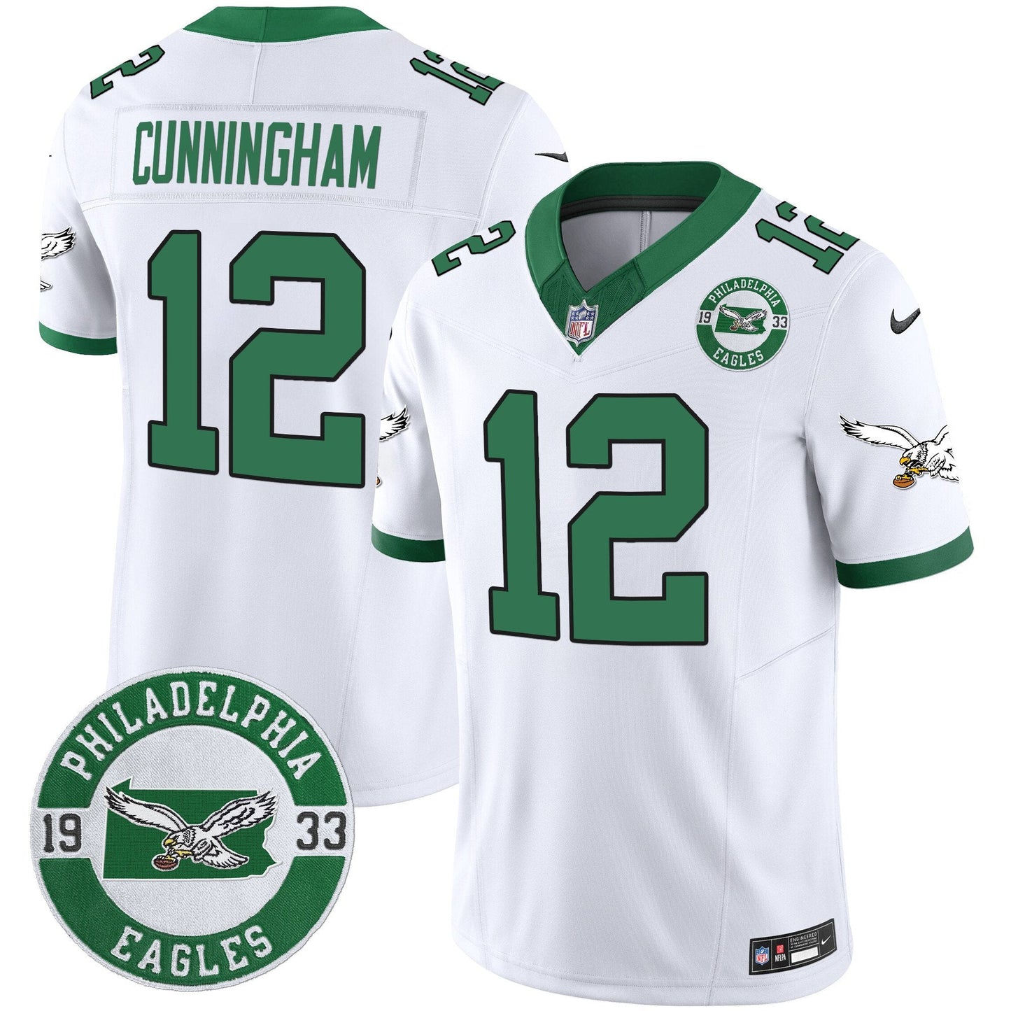 Philadelphia Eagles 2024 Throwback Vapor Limited Jersey - Est. 1933 Patch - All Stitched