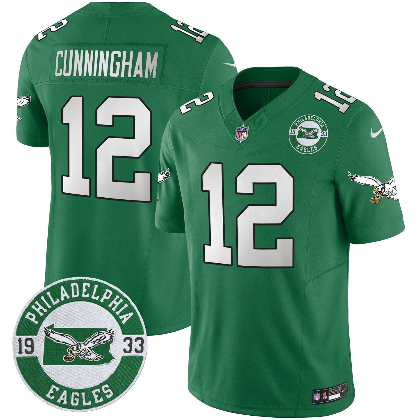 Philadelphia Eagles 2024 Throwback Vapor Limited Jersey - Est. 1933 Patch - All Stitched