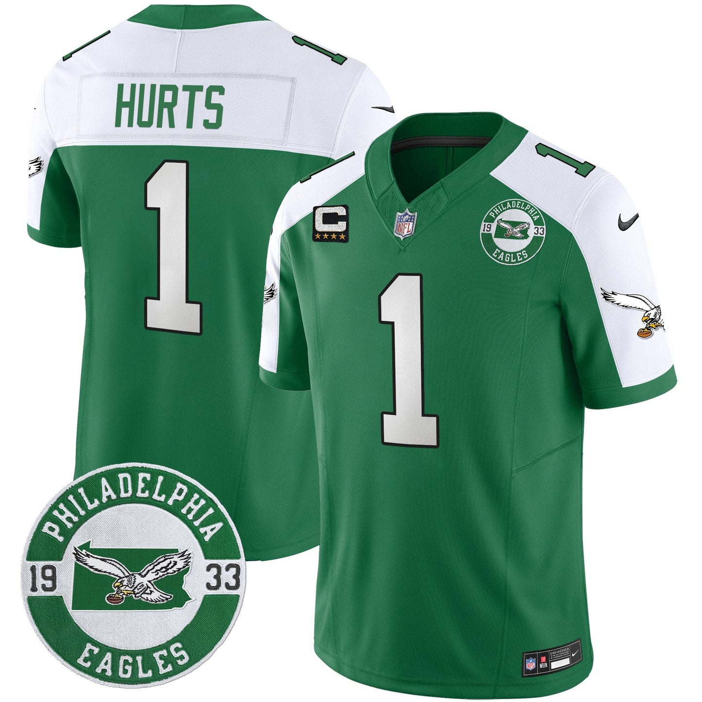 Philadelphia Eagles 2024 Throwback Vapor Limited Jersey - Est. 1933 Patch - All Stitched